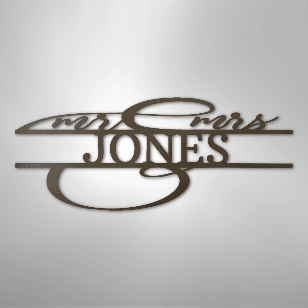Ornate Mr. and Mrs. Sign | Personalized Steel Wall Art | Made in USA