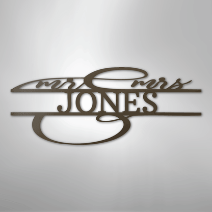 Ornate Mr. and Mrs. Sign | Personalized Steel Wall Art | Made in USA