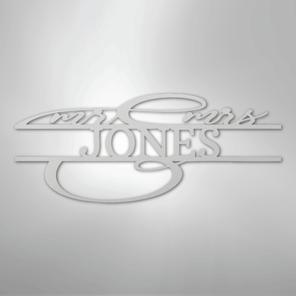 Ornate Mr. and Mrs. Sign | Personalized Steel Wall Art | Made in USA