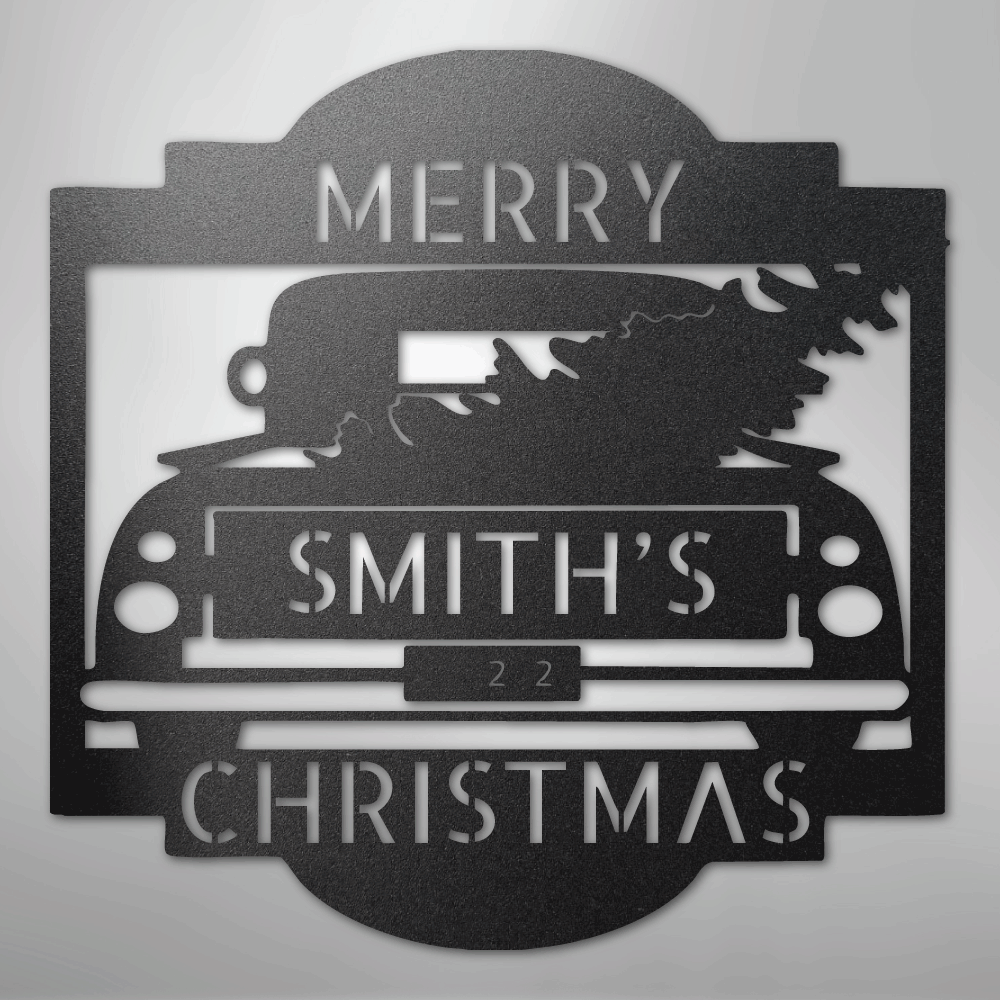 Christmas Truck Sign | Personalized Family Name Steel | Made in USA