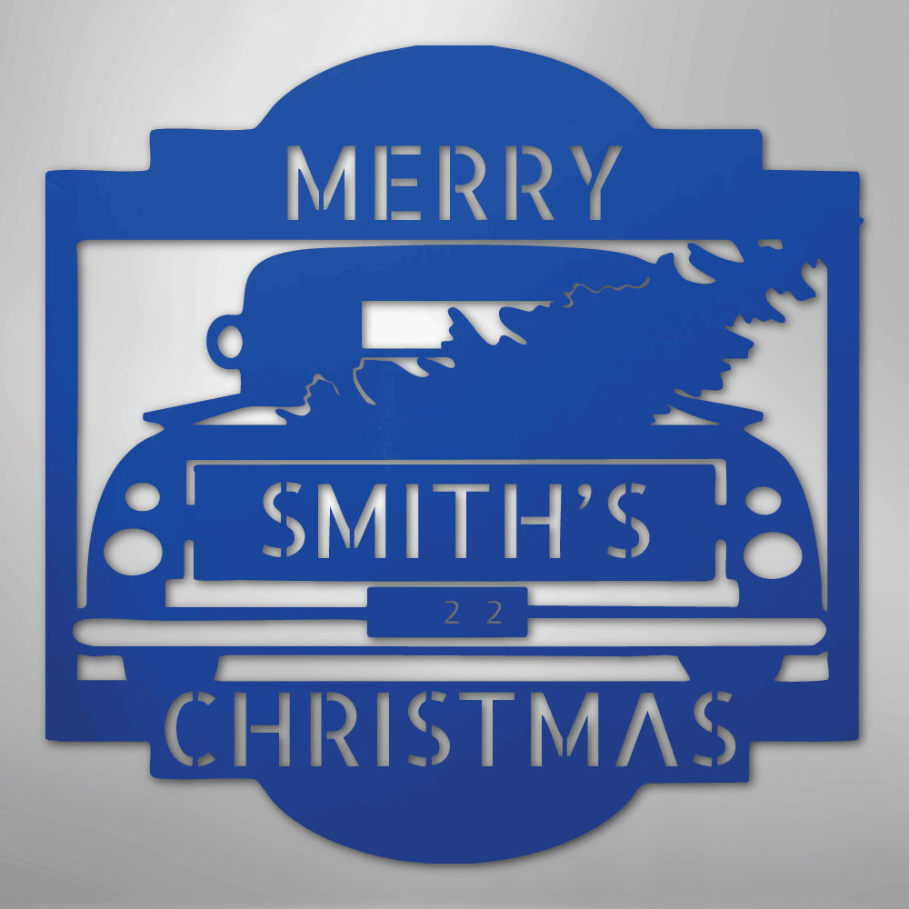 Christmas Truck Sign | Personalized Family Name Steel | Made in USA