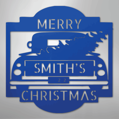 Christmas Truck Sign | Personalized Family Name Steel | Made in USA