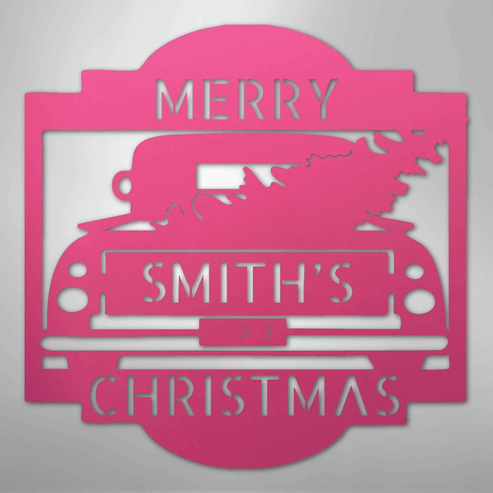 Christmas Truck Sign | Personalized Family Name Steel | Made in USA