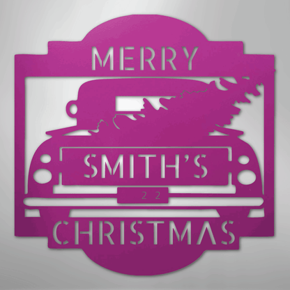 Christmas Truck Sign | Personalized Family Name Steel | Made in USA