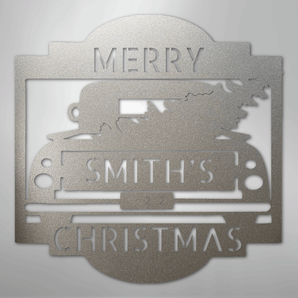 Christmas Truck Sign | Personalized Family Name Steel | Made in USA