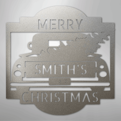 Christmas Truck Sign | Personalized Family Name Steel | Made in USA