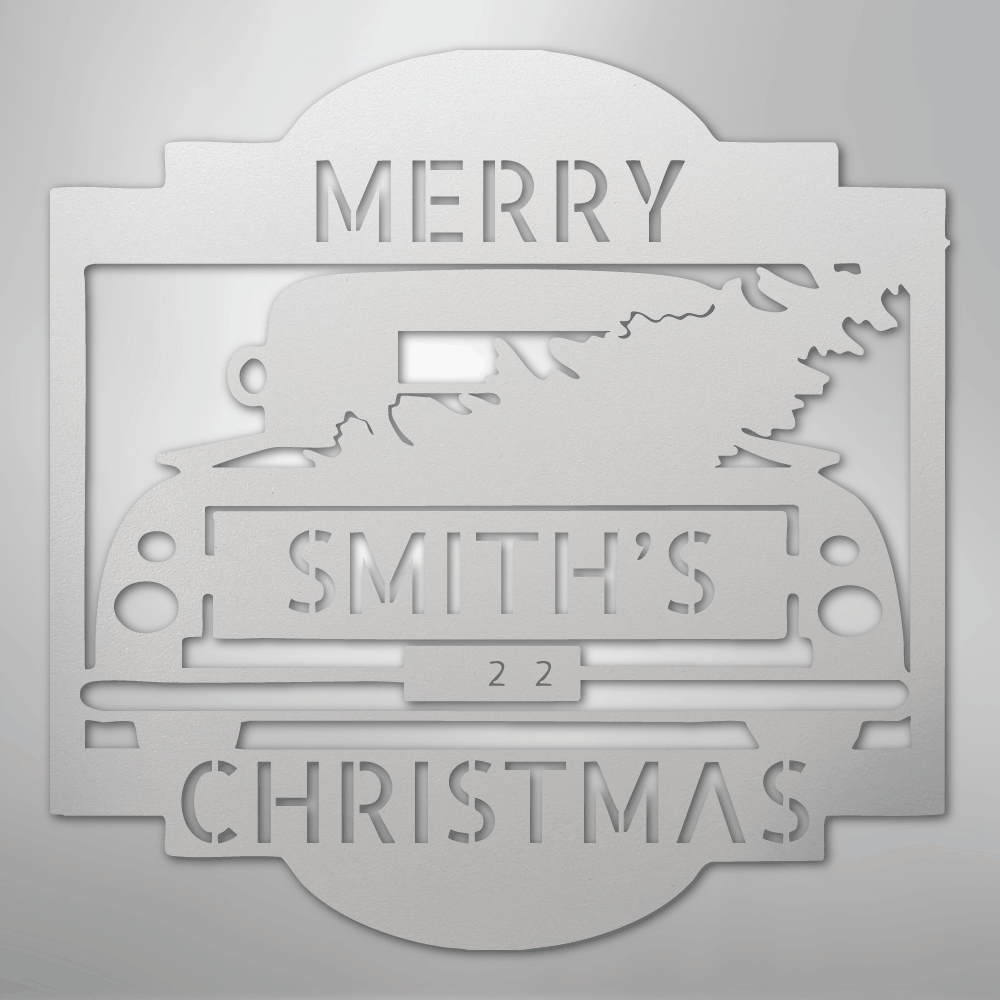 Christmas Truck Sign | Personalized Family Name Steel | Made in USA