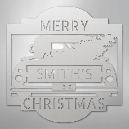 Christmas Truck Sign | Personalized Family Name Steel | Made in USA