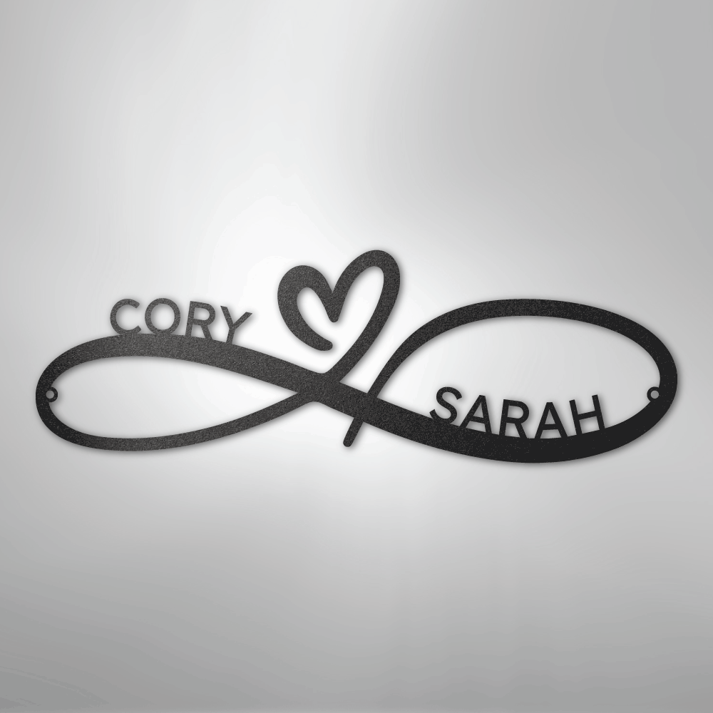 Infinity Love Heart Sign | Personalized Steel Wall Art | Made in USA