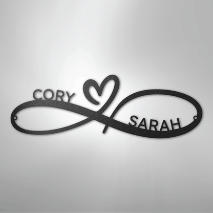 Infinity Love Heart Sign | Personalized Steel Wall Art | Made in USA