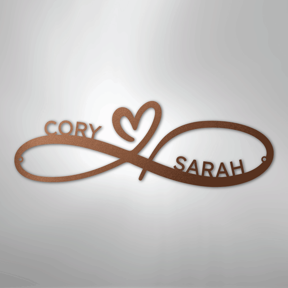 Infinity Love Heart Sign | Personalized Steel Wall Art | Made in USA