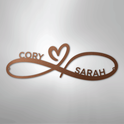 Infinity Love Heart Sign | Personalized Steel Wall Art | Made in USA