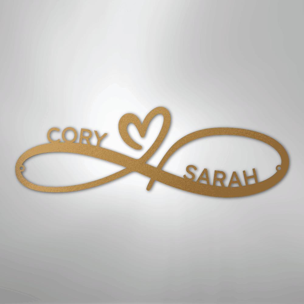 Infinity Love Heart Sign | Personalized Steel Wall Art | Made in USA