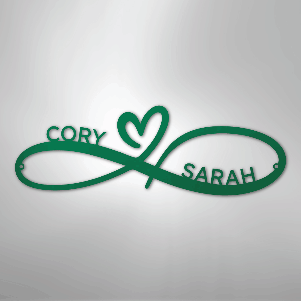 Infinity Love Heart Sign | Personalized Steel Wall Art | Made in USA