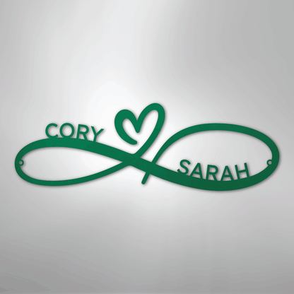 Infinity Love Heart Sign | Personalized Steel Wall Art | Made in USA