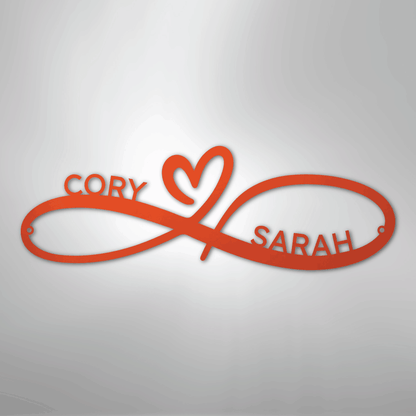 Infinity Love Heart Sign | Personalized Steel Wall Art | Made in USA