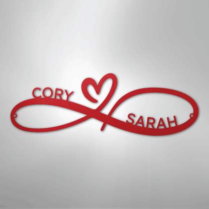 Infinity Love Heart Sign | Personalized Steel Wall Art | Made in USA