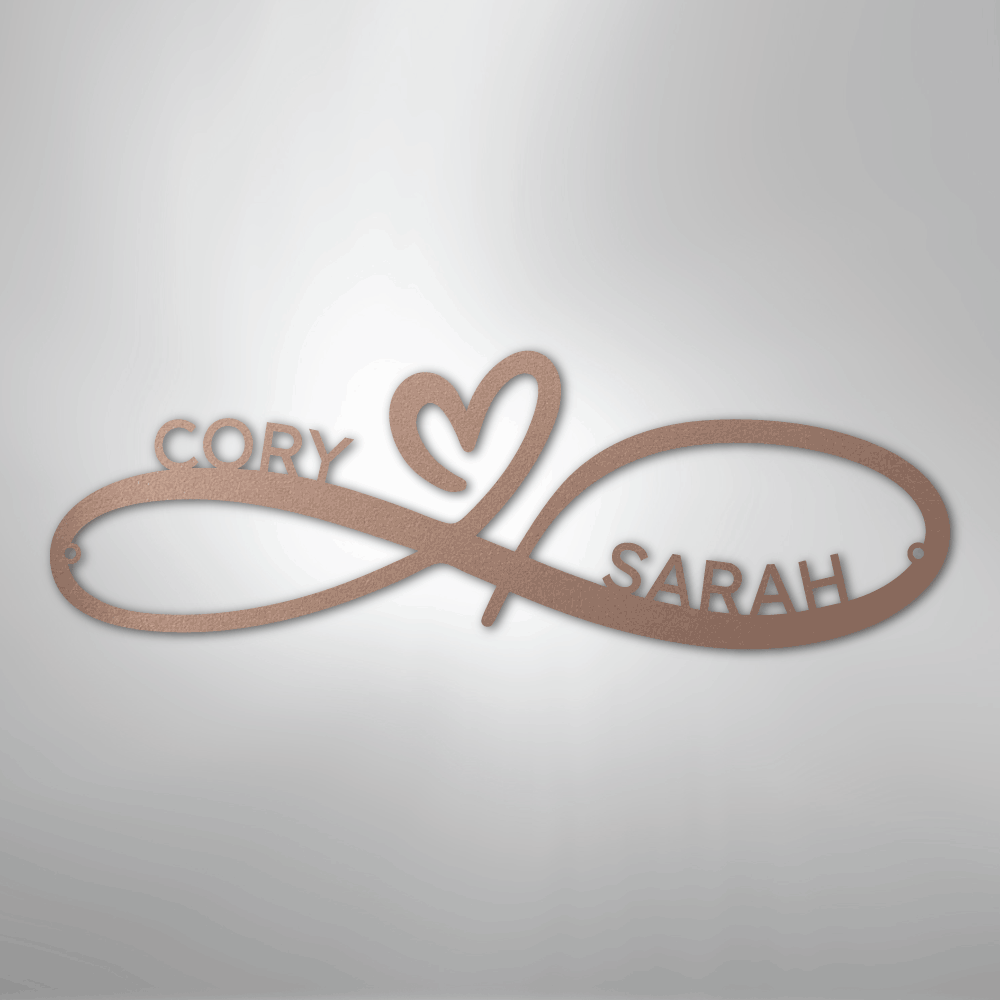 Infinity Love Heart Sign | Personalized Steel Wall Art | Made in USA
