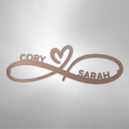 Infinity Love Heart Sign | Personalized Steel Wall Art | Made in USA