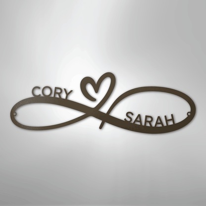 Infinity Love Heart Sign | Personalized Steel Wall Art | Made in USA