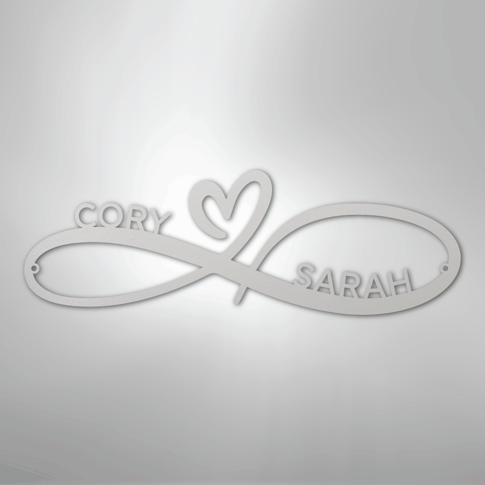 Infinity Love Heart Sign | Personalized Steel Wall Art | Made in USA