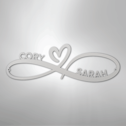 Infinity Love Heart Sign | Personalized Steel Wall Art | Made in USA