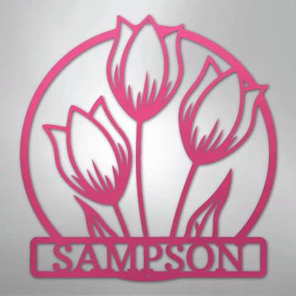 Tulip Wall Art Sign | Personalized Steel Wall Art | Made in USA