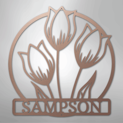 Tulip Wall Art Sign | Personalized Steel Wall Art | Made in USA
