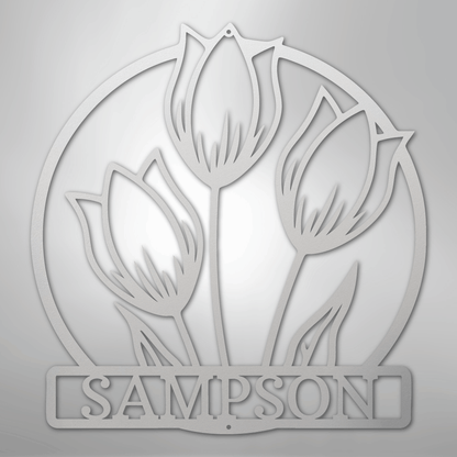 Tulip Wall Art Sign | Personalized Steel Wall Art | Made in USA