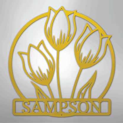 Tulip Wall Art Sign | Personalized Steel Wall Art | Made in USA