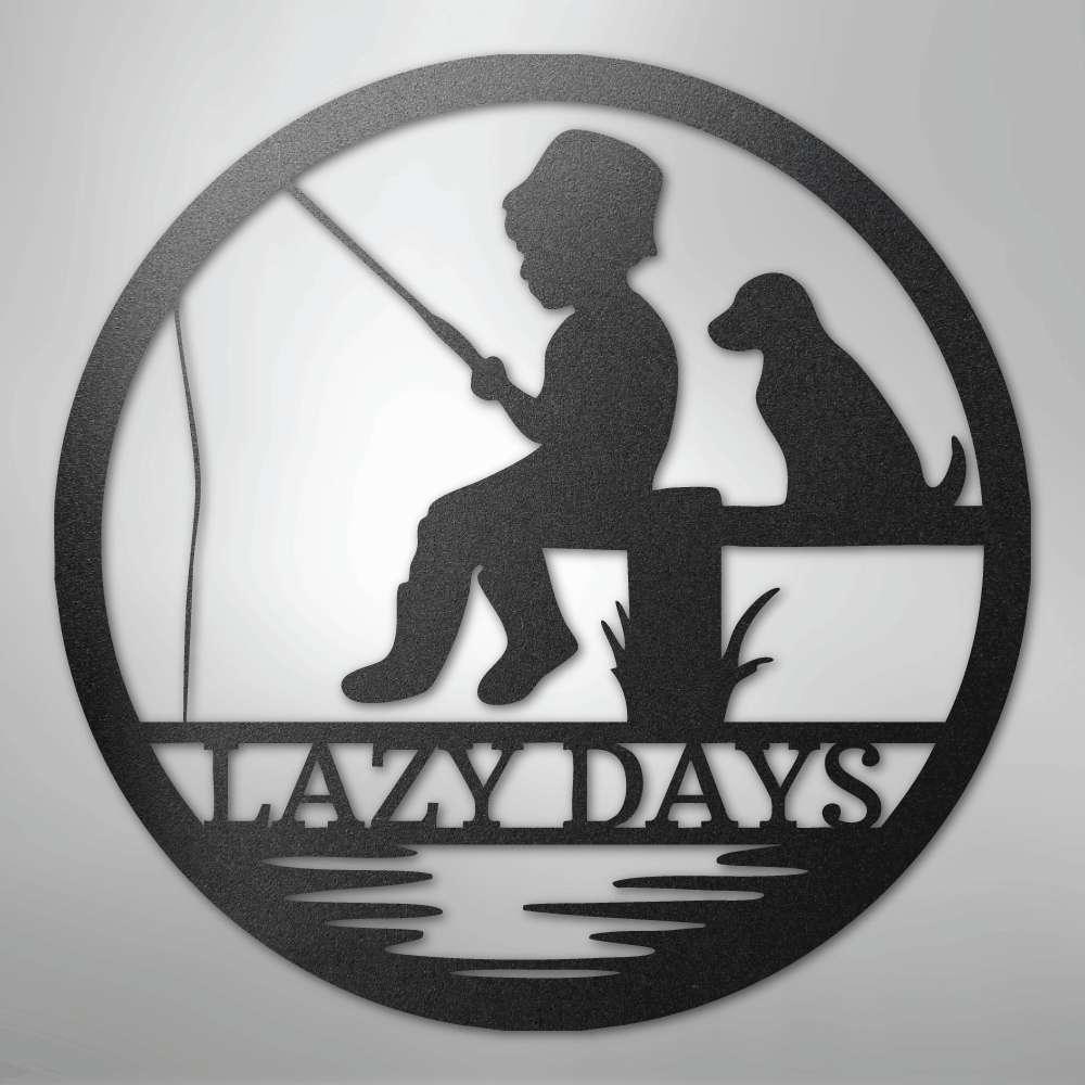 Rustic Fishing Scene Sign | Personalized Steel Wall Art | Made in USA