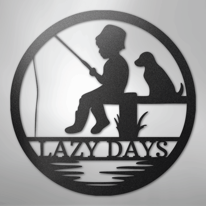 Rustic Fishing Scene Sign | Personalized Steel Wall Art | Made in USA