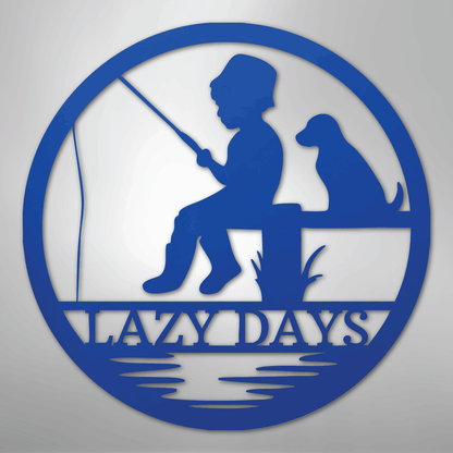 Rustic Fishing Scene Sign | Personalized Steel Wall Art | Made in USA