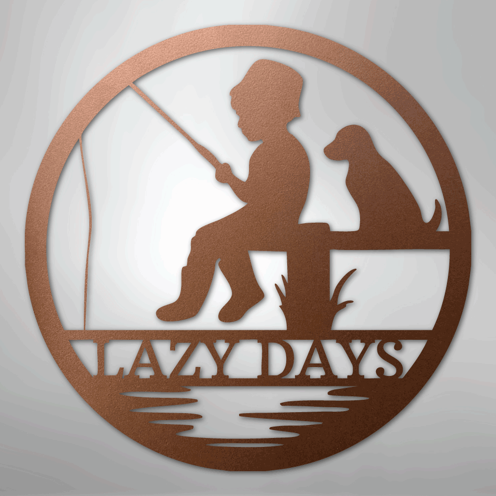 Rustic Fishing Scene Sign | Personalized Steel Wall Art | Made in USA