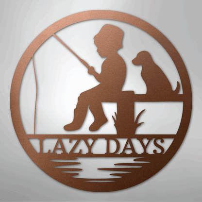 Rustic Fishing Scene Sign | Personalized Steel Wall Art | Made in USA