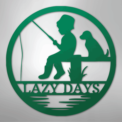 Rustic Fishing Scene Sign | Personalized Steel Wall Art | Made in USA