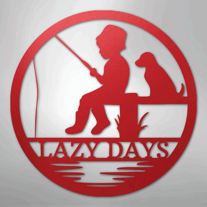 Rustic Fishing Scene Sign | Personalized Steel Wall Art | Made in USA