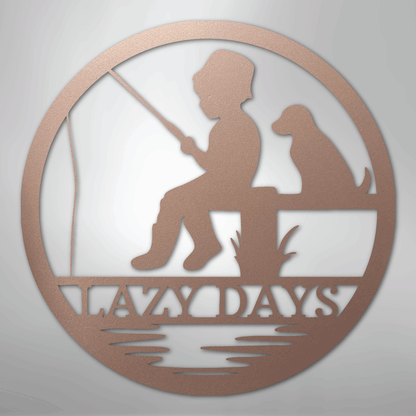Rustic Fishing Scene Sign | Personalized Steel Wall Art | Made in USA