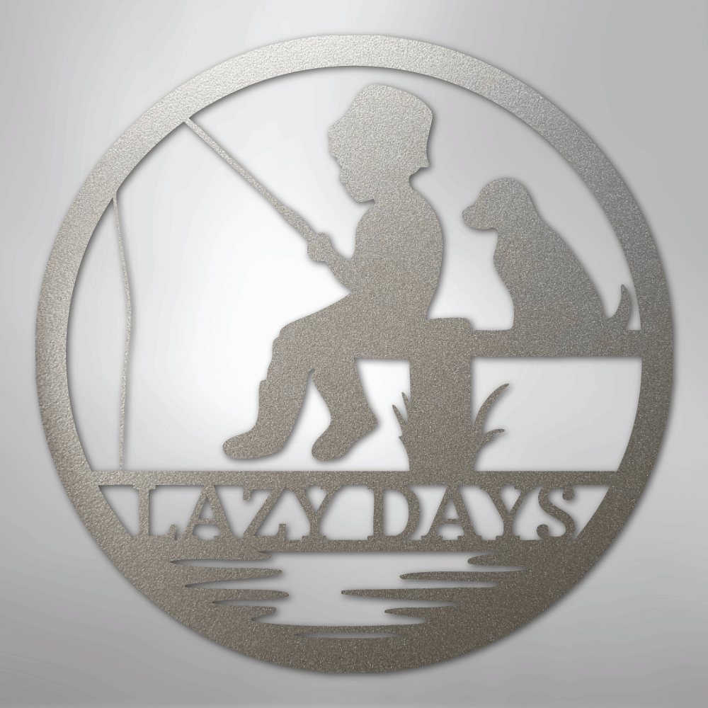 Rustic Fishing Scene Sign | Personalized Steel Wall Art | Made in USA