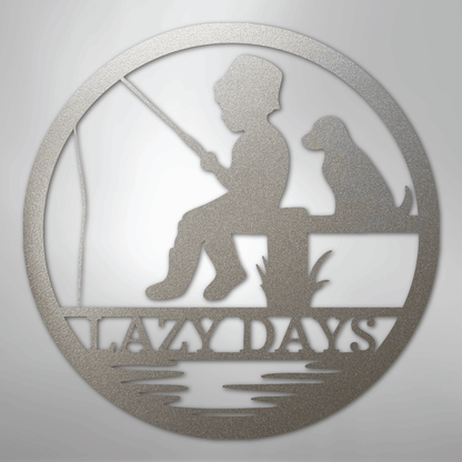 Rustic Fishing Scene Sign | Personalized Steel Wall Art | Made in USA