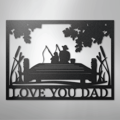 Dad and Child Fishing Sign | Personalized Steel Wall Art | Made in USA