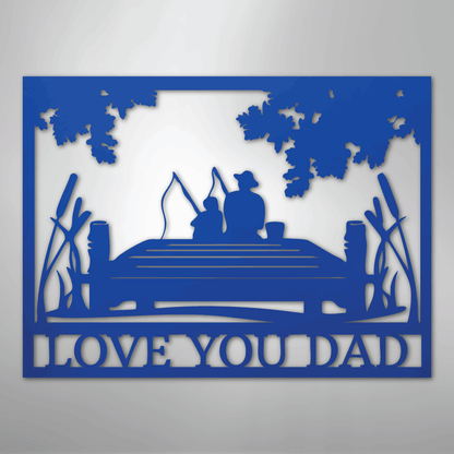 Dad and Child Fishing Sign | Personalized Steel Wall Art | Made in USA