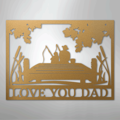 Dad and Child Fishing Sign | Personalized Steel Wall Art | Made in USA
