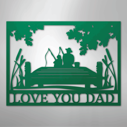 Dad and Child Fishing Sign | Personalized Steel Wall Art | Made in USA