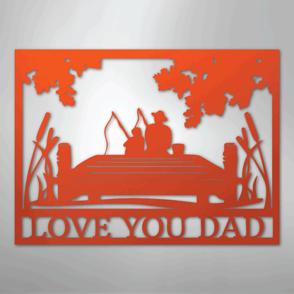 Dad and Child Fishing Sign | Personalized Steel Wall Art | Made in USA