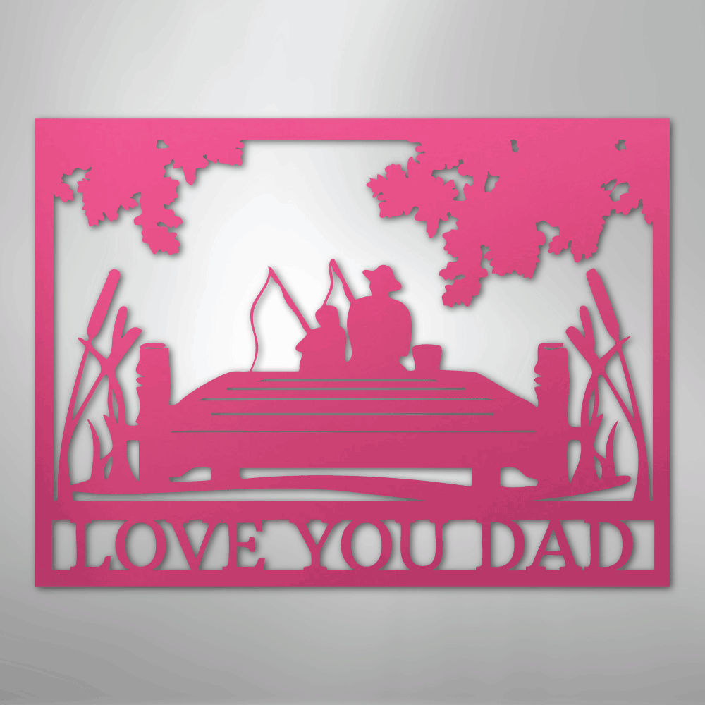 Dad and Child Fishing Sign | Personalized Steel Wall Art | Made in USA