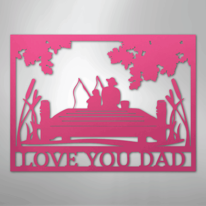 Dad and Child Fishing Sign | Personalized Steel Wall Art | Made in USA