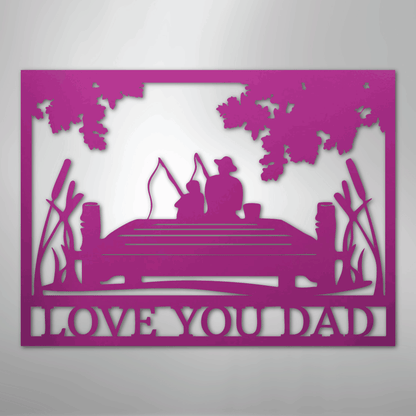 Dad and Child Fishing Sign | Personalized Steel Wall Art | Made in USA