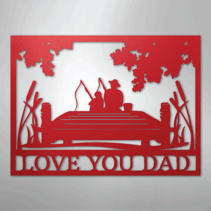 Dad and Child Fishing Sign | Personalized Steel Wall Art | Made in USA