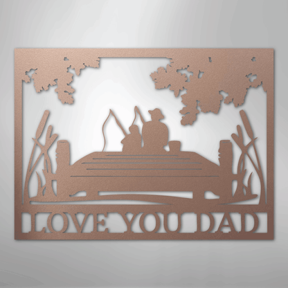 Dad and Child Fishing Sign | Personalized Steel Wall Art | Made in USA
